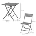 Outsunny 2-Seater Chair Bistro Set Garden Patio Table & Chair Black Rattan Furniture Grey - 3