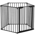 PawHut 5 Panels Pet Playpen Metal Fence w/ Walk Through Door - Black - 8