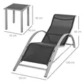 Outsunny Three-Piece Curved Sun Lounger Set - Black - 3
