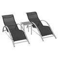 Outsunny Three-Piece Curved Sun Lounger Set - Black - 1