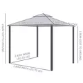 Outsunny 3 x 3 m Metal Gazebo, Garden Pavillion, Double Roof Outdoor Canopy Shelter with Mesh Sidewalls, Grey - 3