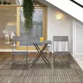 Outsunny 2-Seater Chair Bistro Set Garden Patio Table & Chair Black Rattan Furniture Grey - 2
