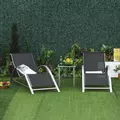 Outsunny Three-Piece Curved Sun Lounger Set - Black - 2
