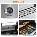 Outsunny Gas Barbecue Grill 4+1 Burner Garden Smoker BBQ Trolley w/ Side Burner Warming Rack Side Shelves Storage Cabinet Piezo Ignition Thermometer Stainless Steel + Metal - 6