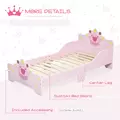 HOMCOM Kids Toddler Bed Princess Crown Theme Safety Side Rails Slats Home Bedroom Furniture Boys Girls 3-6 Years Pink 143 x 73 x 60 cm - 4