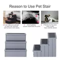 PawHut Dog Steps for Bed Sofa, 3 Step Wooden Dog Stairs for Sofa, Pet Stairs with Storage for Small Cats and Puppy, Grey - 5