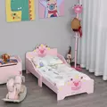 HOMCOM Kids Toddler Bed Princess Crown Theme Safety Side Rails Slats Home Bedroom Furniture Boys Girls 3-6 Years Pink 143 x 73 x 60 cm - 2