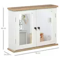 kleankin Bathroom Mirror Cabinet Wall Mounted Storage Cupboard with Double Door and Adjustable Shelf, White - 3