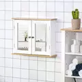 kleankin Bathroom Mirror Cabinet Wall Mounted Storage Cupboard with Double Door and Adjustable Shelf, White - 2