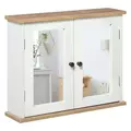 kleankin Bathroom Mirror Cabinet Wall Mounted Storage Cupboard with Double Door and Adjustable Shelf, White - 1