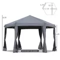 Outsunny 3.8m x 3.2m Pop Up Gazebo Hexagonal Canopy Tent Outdoor Sun Protection with 6 Mesh Sidewalls, Hand Bag, Grey - 3