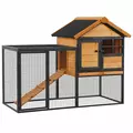 PawHut Rabbit Hutch Guinea Pig Hutch Wood-metal Elevated Guinea Pig House Pet Bunny Cage for Outdoor 122 x 63 x 92cm Light Yellow - 1