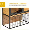 PawHut Guinea Pig Hutch Rabbit Hutch Wood-metal Elevated Pet House Bunny Cage with No-Leak Tray Ramp Openable Roof Outdoor 89.5 x 45 x 81cm Light Yellow - 7