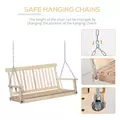Outsunny Outdoor Wooden Swing Bench 2-Seater Porch Swing Chair Hanging Hammock Garden Furniture, Natural - 5