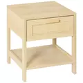 HOMCOM Nightstand with Rattan Drawer and Storage Shelf, Bedside End Table for Bedroom, Living Room - 1