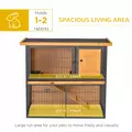 PawHut Guinea Pig Hutch Rabbit Hutch Wood-metal Elevated Pet House Bunny Cage with No-Leak Tray Ramp Openable Roof Outdoor 89.5 x 45 x 81cm Light Yellow - 4