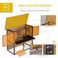 PawHut Guinea Pig Hutch Rabbit Hutch Wood-metal Elevated Pet House Bunny Cage with No-Leak Tray Ramp Openable Roof Outdoor 89.5 x 45 x 81cm Light Yellow - 5