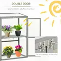 Outsunny Wooden Cold Frame Greenhouse Polycarbonate Garden Grow House for Flower Vegetable Plants with Adjustable Shelf, Double Doors, 76 x 47 x 110cm, Light Grey - 6