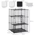 PawHut Pet Playpen DIY Small Animal Cage Enclosure Metal Wire Fence 39 Panels with 3 Doors 2 Ramps for Kitten Bunny Chinchilla Pet Mink Black - 3