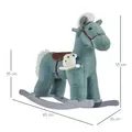 HOMCOM Kids Plush Ride-On Rocking Horse Toy Rocker with Plush Toy Realistic Sounds for Child 18-36 Months Blue - 3