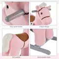 HOMCOM Kids Plush Ride-On Rocking Horse Toy Rocker with Plush Toy Realistic Sounds for Child 18-36 Months Pink - 8