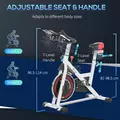 HOMCOM Exercise Bike, 8kg Flywheel Stationary Bike Indoor Cycling Machine with Adjustable Resistance Seat Handlebar, White - 8