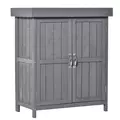 Outsunny Small Shed, Wooden Garden Shed with Openable Hinged Roof and Removable Shelf, Outdoor Tool Storage Cabinet Chest with Double Doors, 74 x 43 x 88 cm, Grey - 1