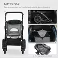 PawHut Dog Pram Pet Stroller for Small Dogs Cats, Foldable Dog Pushchair Trolley with Detachable Pet Carrier Bag, Shock Absorber, Adjustable Handlebar, Grey - 9