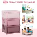 HOMCOM 3 Drawers Plastic Storage Units, 3 Tier Kids Storage Units, Children Toy Chest for Nursery, Playroom, Bedroom, Pink - 7