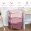 HOMCOM 3 Drawers Plastic Storage Units, 3 Tier Kids Storage Units, Children Toy Chest for Nursery, Playroom, Bedroom, Pink - 4