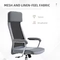 Vinsetto Office Chair, Ergonomic Desk Chair, High Back Computer Chair with Adjustable Height, Swivel Rolling Wheels, Mesh Back and Linen-Feel Fabric Seat for Home and Study, Grey - 4