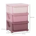 HOMCOM 3 Drawers Plastic Storage Units, 3 Tier Kids Storage Units, Children Toy Chest for Nursery, Playroom, Bedroom, Pink - 3