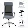 Vinsetto Office Chair, Ergonomic Desk Chair, High Back Computer Chair with Adjustable Height, Swivel Rolling Wheels, Mesh Back and Linen-Feel Fabric Seat for Home and Study, Grey - 8