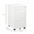 Vinsetto Metal Mobile File Cabinet with Wheels, Lockable 2 Drawer Filing Cabinet for A4, Legal, Letter, Compact Under Desk Storage Unit with Pre-Assembled Body for Home Office, 39 x 48 x 67cm, White - 3