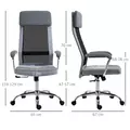 Vinsetto Office Chair, Ergonomic Desk Chair, High Back Computer Chair with Adjustable Height, Swivel Rolling Wheels, Mesh Back and Linen-Feel Fabric Seat for Home and Study, Grey - 3
