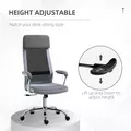 Vinsetto Office Chair, Ergonomic Desk Chair, High Back Computer Chair with Adjustable Height, Swivel Rolling Wheels, Mesh Back and Linen-Feel Fabric Seat for Home and Study, Grey - 6