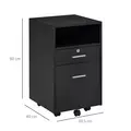 Vinsetto Lockable Two-Drawer Filing Cabinet, with Wheels - Black - 3