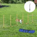 PawHut Dog Agility Equipment Pet Outdoor Training Play Run Obstacle w/ 6 Weaves Poles Whistle Carrying Bag - 2