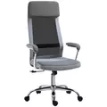 Vinsetto Office Chair, Ergonomic Desk Chair, High Back Computer Chair with Adjustable Height, Swivel Rolling Wheels, Mesh Back and Linen-Feel Fabric Seat for Home and Study, Grey - 2