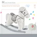 HOMCOM Kids Plush Ride-On Rocking Horse Toy Rocker with Plush Toy Realistic Sounds for Child 18-36 Months White - 6