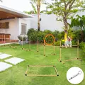 PawHut Dog Agility Equipment Pet Training Set with Adjustable Height Jump Ring Hurdle Whistle Weave Poles Square Pause Box Carry Bag - 2