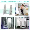 HOMCOM Kids Toddler Step Stool Ladder Kitchen Helper for Toilet Potty Training Bathroom Sink Bedroom Blue and Grey - 5