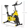 HOMCOM Exercise Bike, with 6kg Flywheel Belt Drive, Adjustable Resistance, LCD Display - Yellow - 3