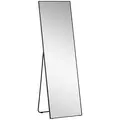HOMCOM Full Length Dressing Mirror, Floor Standing or Wall Hanging, Aluminium Alloy Framed Full Body Mirror for Bedroom, Living Room, 50 x 161.5cm, Black - 1