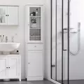 kleankin Bathroom Storage Cabinet with 3-tier Shelf Drawer Door, Floor Cabinet Free Standing Tall Slim Side Organizer Shelves, White - 2