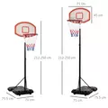 HOMCOM Portable Basketball Stand 175-215cm Adjustable Height Sturdy Rim Hoop w/ Large Wheels Stable Base Net Free Standing - 3