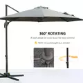 Outsunny 3(m) Offset Parasol Cantilever Hanging Umbrella 360° Rotation w/ Base Dark Grey - 4