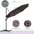 Outsunny 3(m) Offset Parasol Cantilever Hanging Umbrella 360° Rotation w/ Base Dark Grey - 6