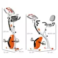 HOMCOM 2-in-1 Folding Exercise Bike with 8-Level Magnetic Resistance, Arm Resistance Band, Pulse Sensor, Orange - 3