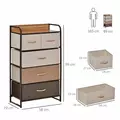 HOMCOM 5-Drawer Dresser Tower 3-Tier Storage Organizer with Steel Frame Wooden Top for Bedroom Hallway Closets - 3